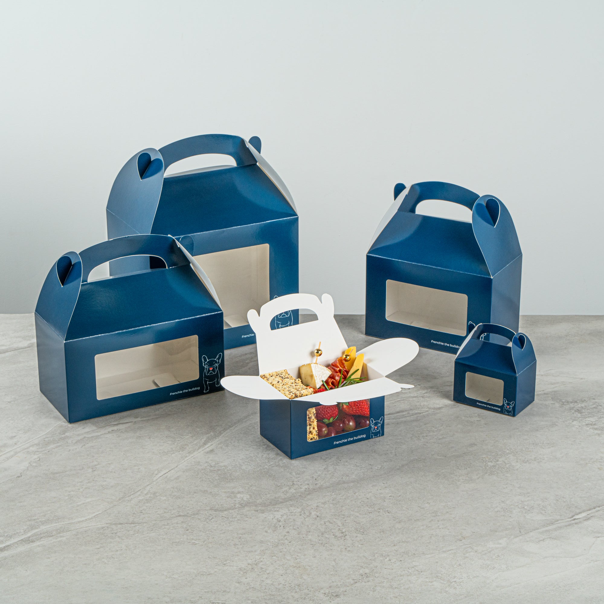Bio Tek Frenchie Paper Gable Box / Take Out Container - with Window - 6" x 3 1/2" x 3 1/2" - 100 count box