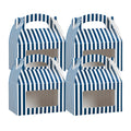 Bio Tek Blue & White Stripe Paper Gable Box / Take Out Container - with Window - 6" x 3 1/2" x 3 1/2" - 100 count box