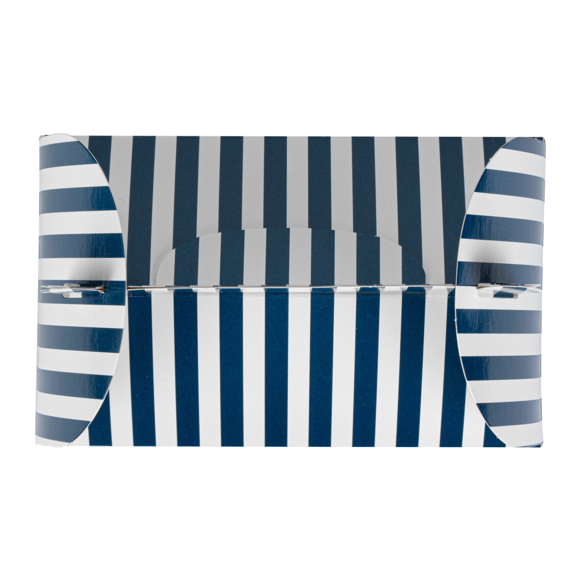 Bio Tek Blue & White Stripe Paper Gable Box / Take Out Container - with Window - 6" x 3 1/2" x 3 1/2" - 100 count box