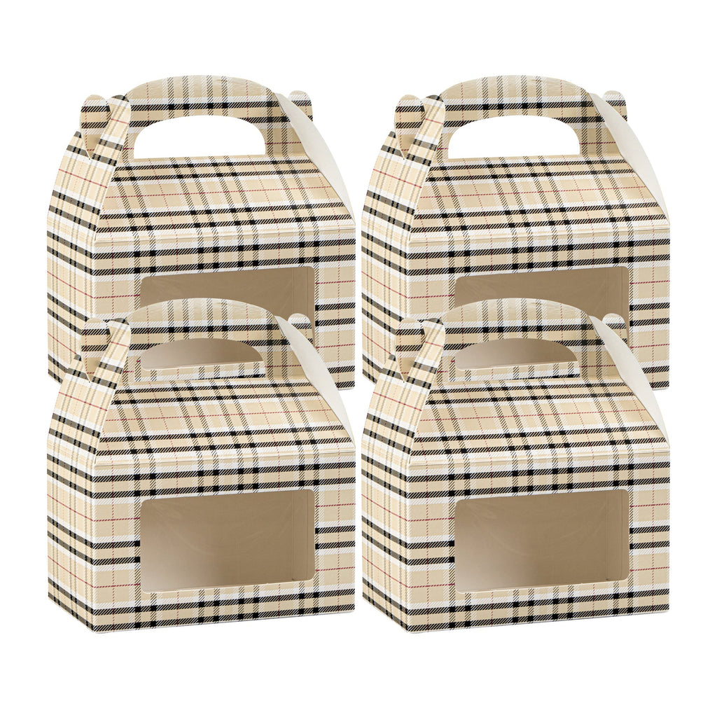 Bio Tek Plaid Paper Gable Box / Take Out Container - with Window - 6" x 3 1/2" x 3 1/2" - 100 count box