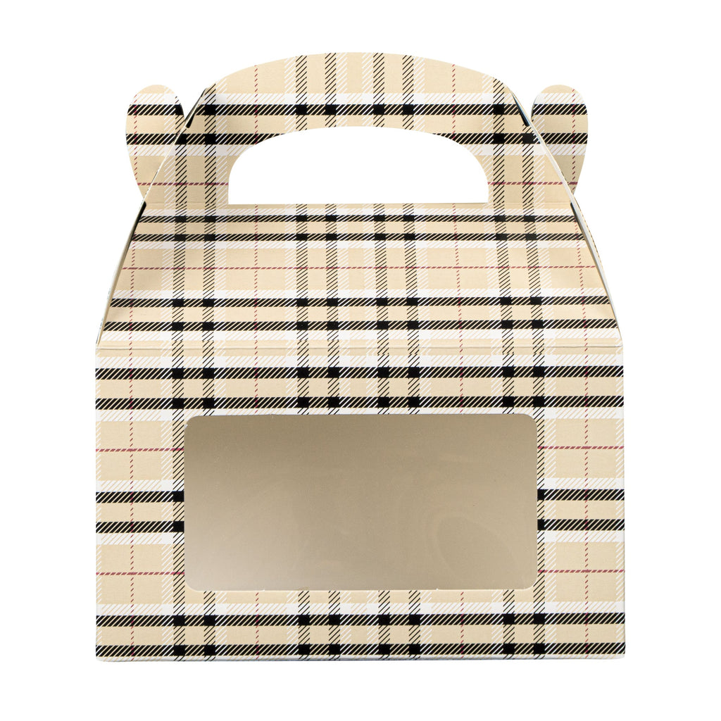 Bio Tek Plaid Paper Gable Box / Take Out Container - with Window - 6" x 3 1/2" x 3 1/2" - 100 count box