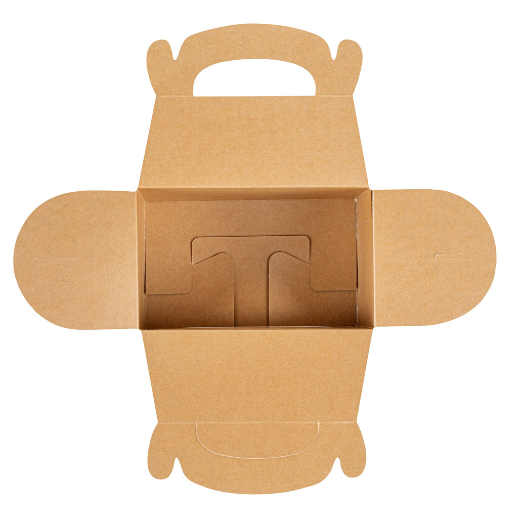 Bio Tek Kraft Paper Gable Box / Take Out Container - Greaseproof, with Window - 6" x 3 1/2" x 3 1/2" - 100 count box