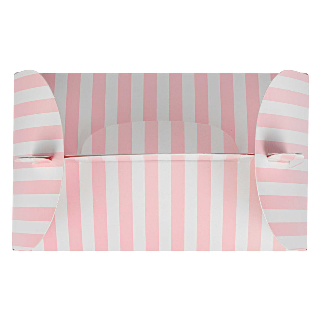 Bio Tek Pink and White Stripe Paper Gable Box / Take Out Container - with Window - 6" x 3 1/2" x 3 1/2" - 25 count box
