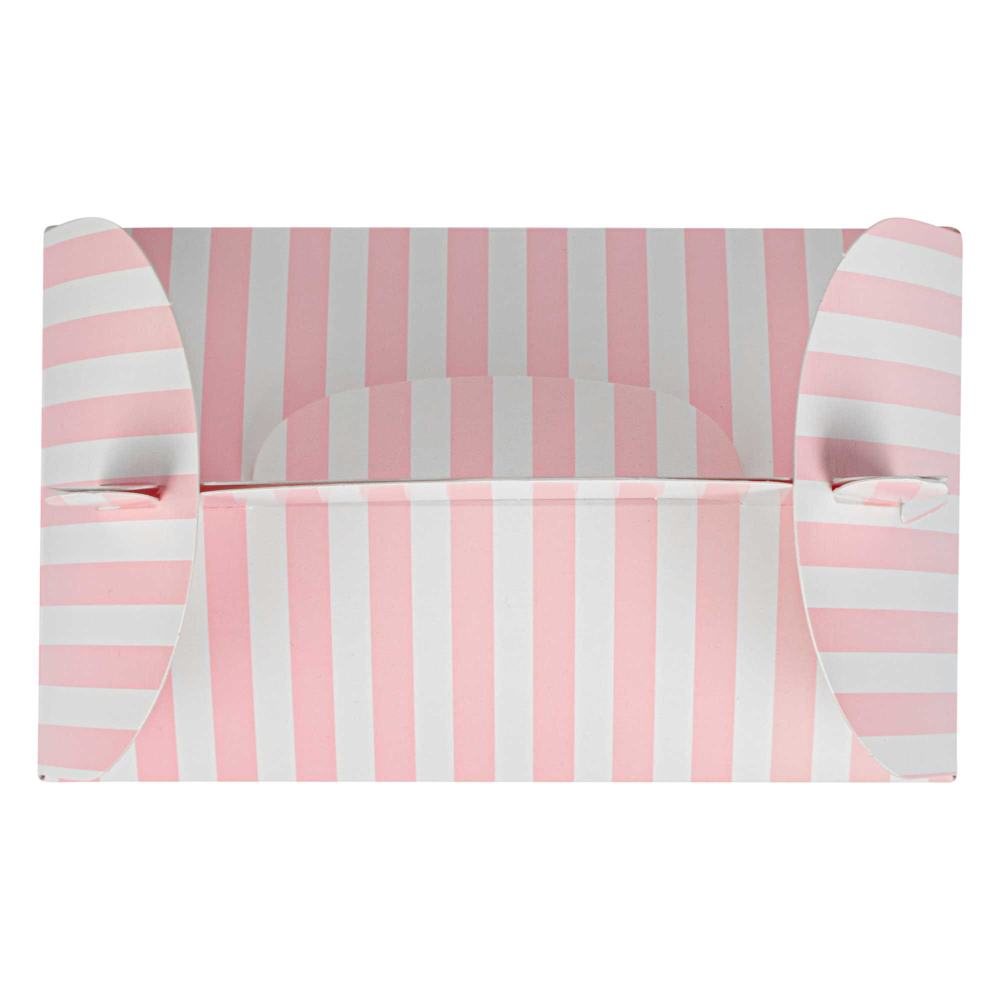 Bio Tek Pink and White Stripe Paper Gable Box / Take Out Container - with Window - 6" x 3 1/2" x 3 1/2" - 25 count box