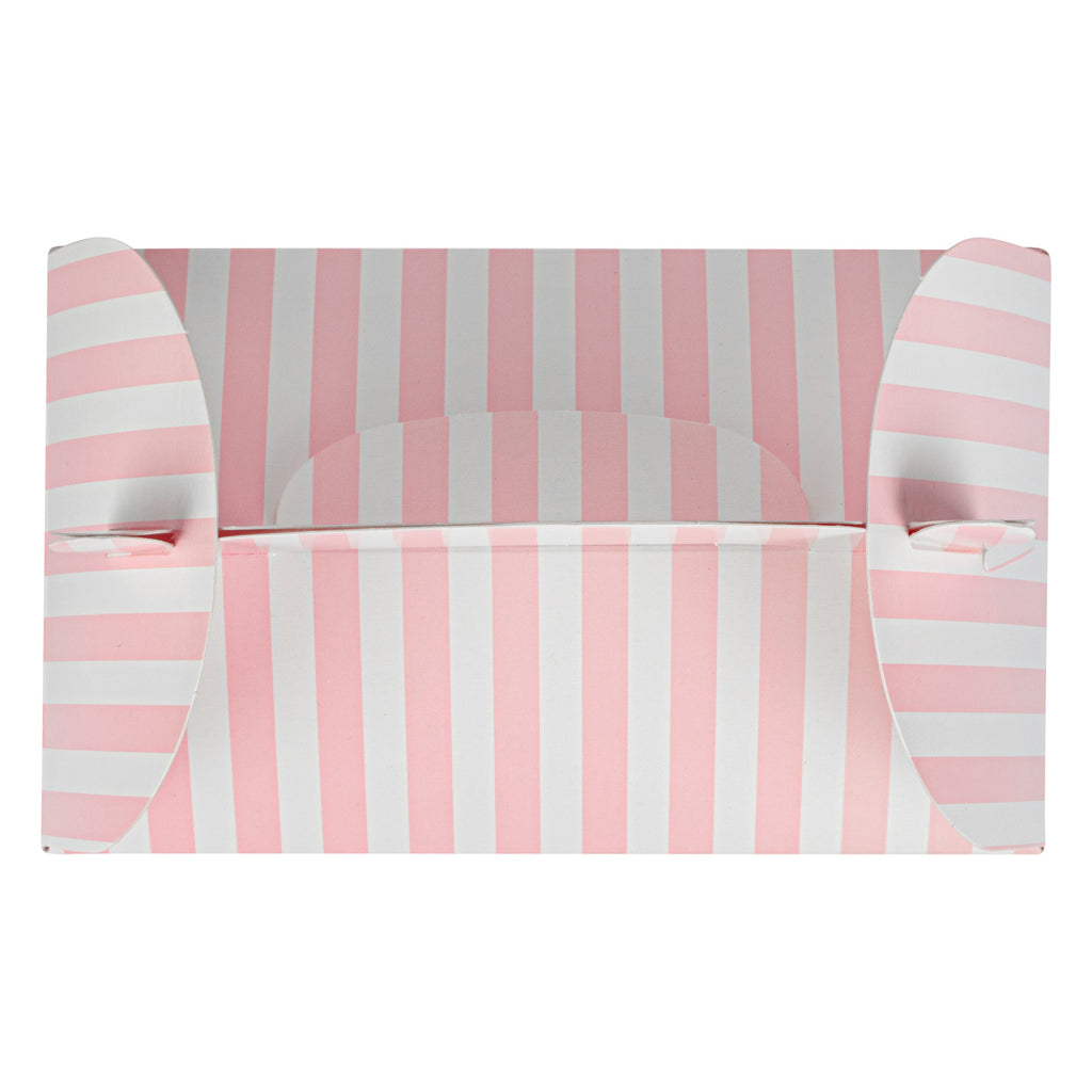 Bio Tek Pink and White Stripe Paper Gable Box / Take Out Container - with Window - 6" x 3 1/2" x 3 1/2" - 100 count box