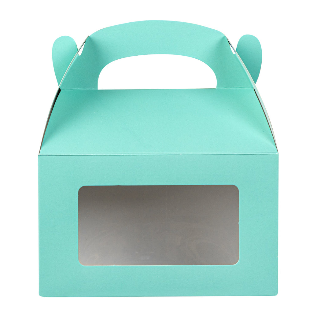 Bio Tek Turquoise Paper Gable Box / Take Out Container - with Window - 6" x 3 1/2" x 3 1/2" - 100 count box