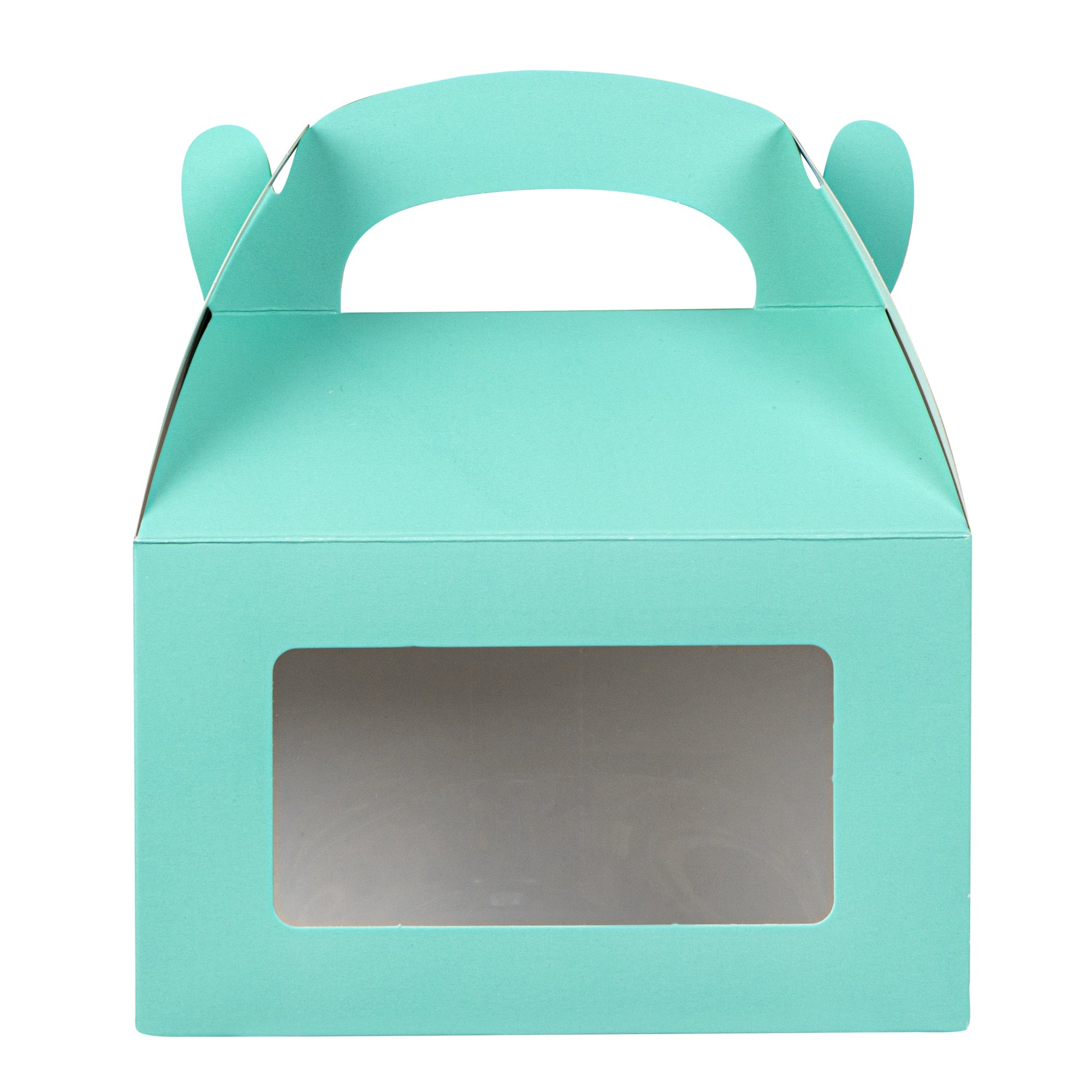 Bio Tek Turquoise Paper Gable Box / Take Out Container - with Window - 6" x 3 1/2" x 3 1/2" - 100 count box