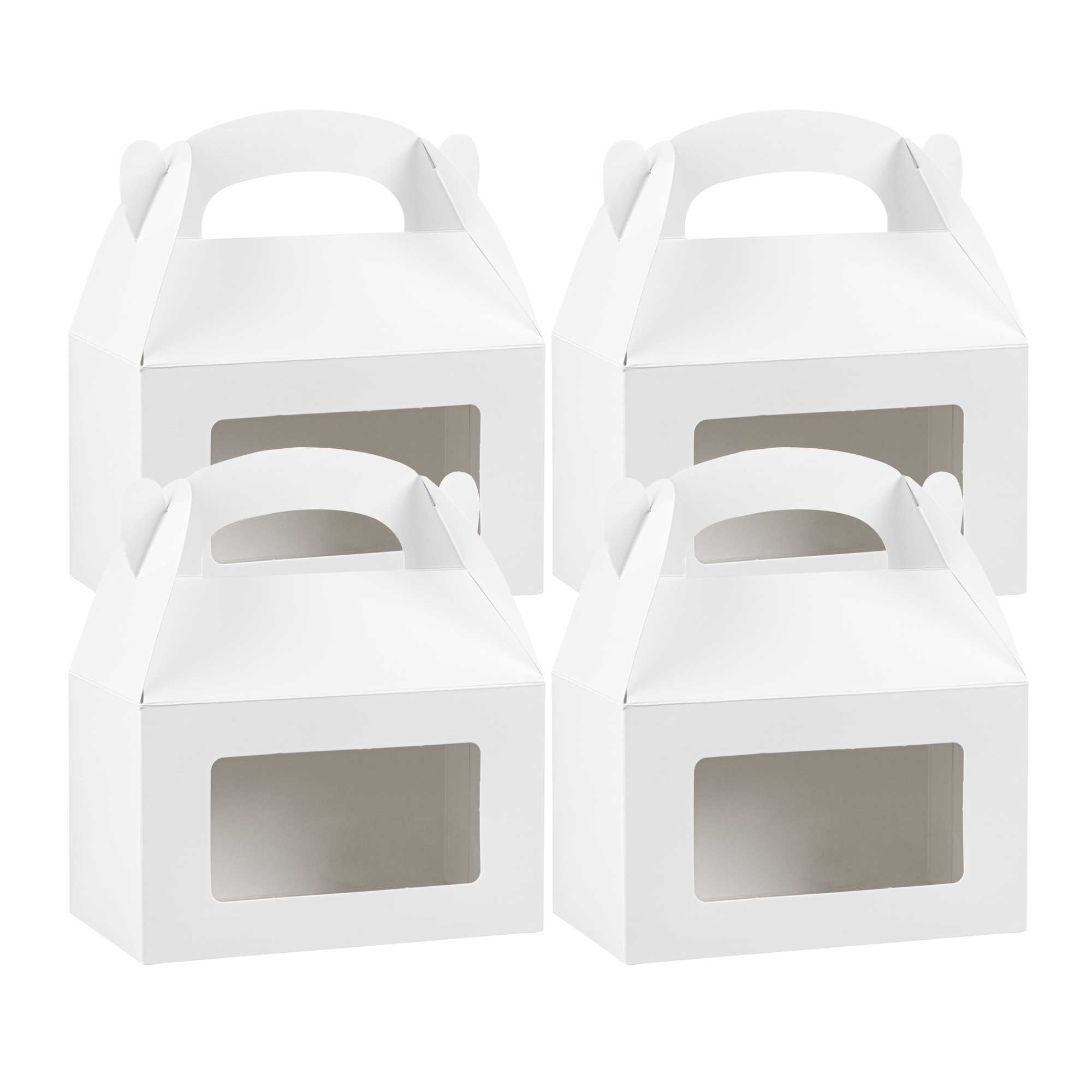 Bio Tek White Paper Gable Box / Take Out Container - Greaseproof, with Window - 6" x 3 1/2" x 3 1/2" - 25 count box