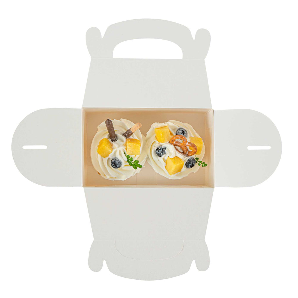 Bio Tek White Paper Gable Box / Take Out Container - Greaseproof, with Window - 6" x 3 1/2" x 3 1/2" - 25 count box