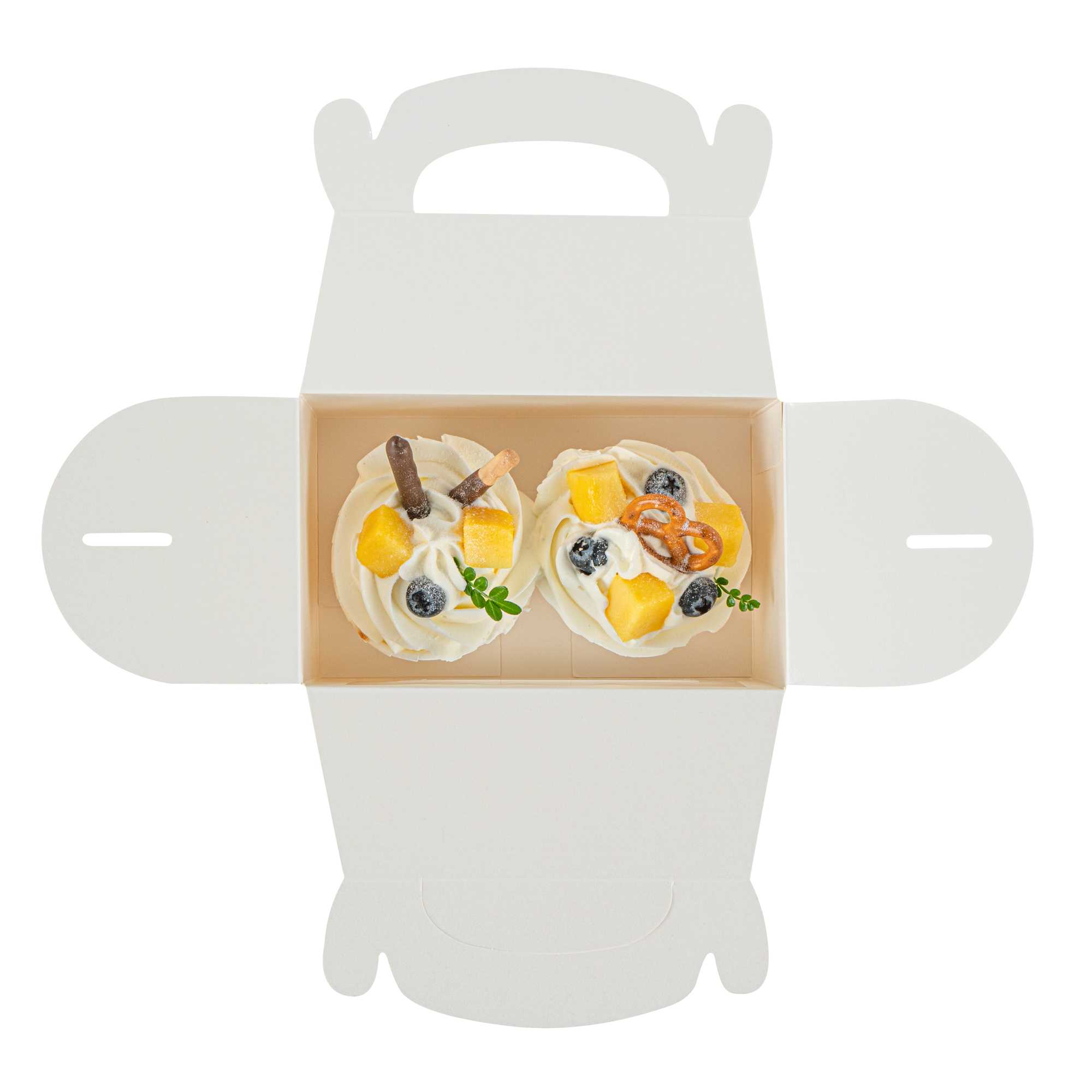 Bio Tek White Paper Gable Box / Take Out Container - Greaseproof, with Window - 6" x 3 1/2" x 3 1/2" - 25 count box