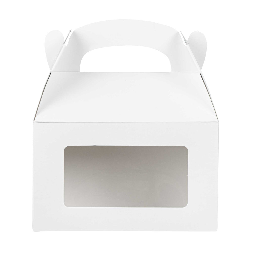 Bio Tek White Paper Gable Box / Take Out Container - Greaseproof, with Window - 6" x 3 1/2" x 3 1/2" - 25 count box