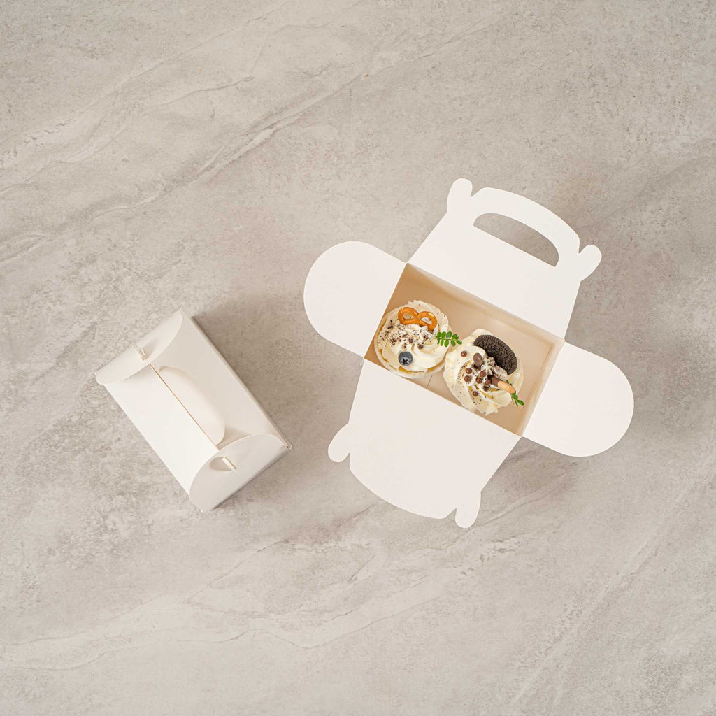 Bio Tek White Paper Gable Box / Take Out Container - Greaseproof, with Window - 6" x 3 1/2" x 3 1/2" - 25 count box