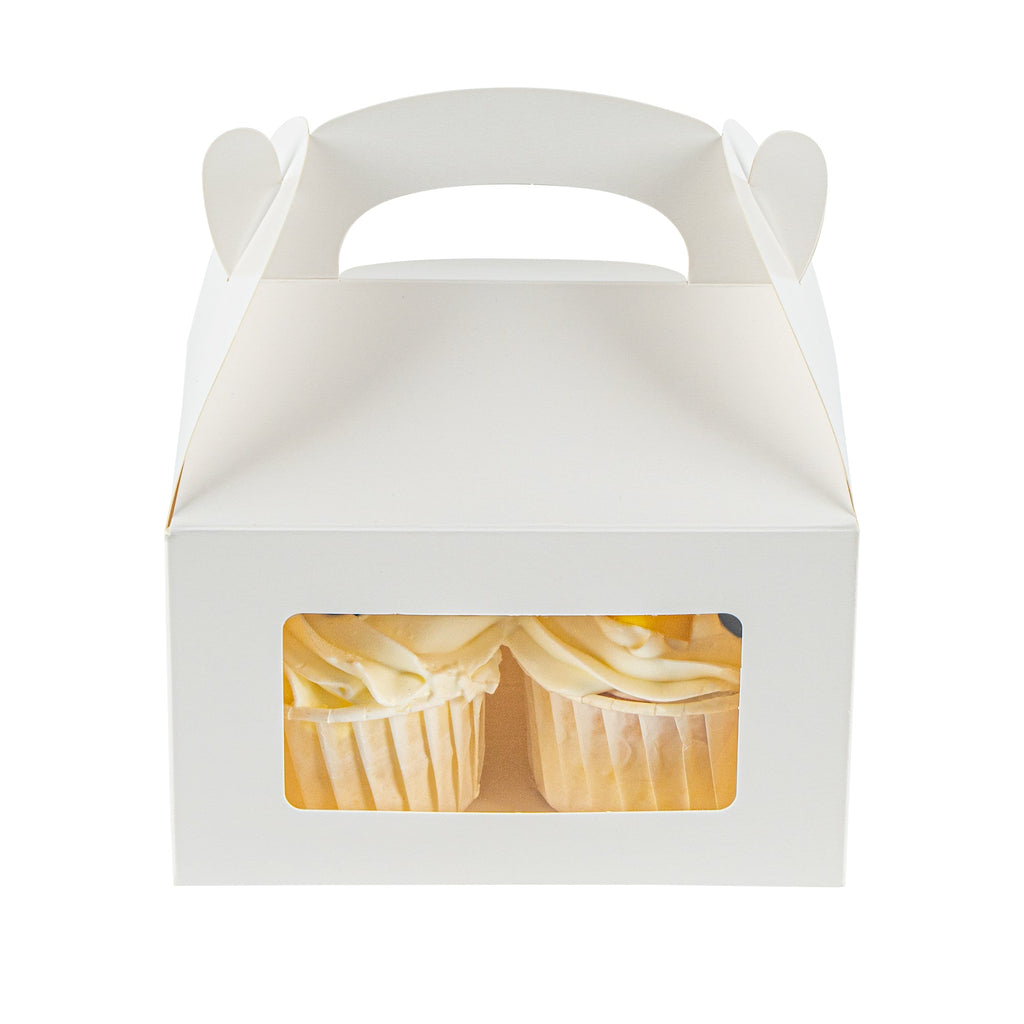 Bio Tek White Paper Gable Box / Take Out Container - Greaseproof, with Window - 6" x 3 1/2" x 3 1/2" - 100 count box