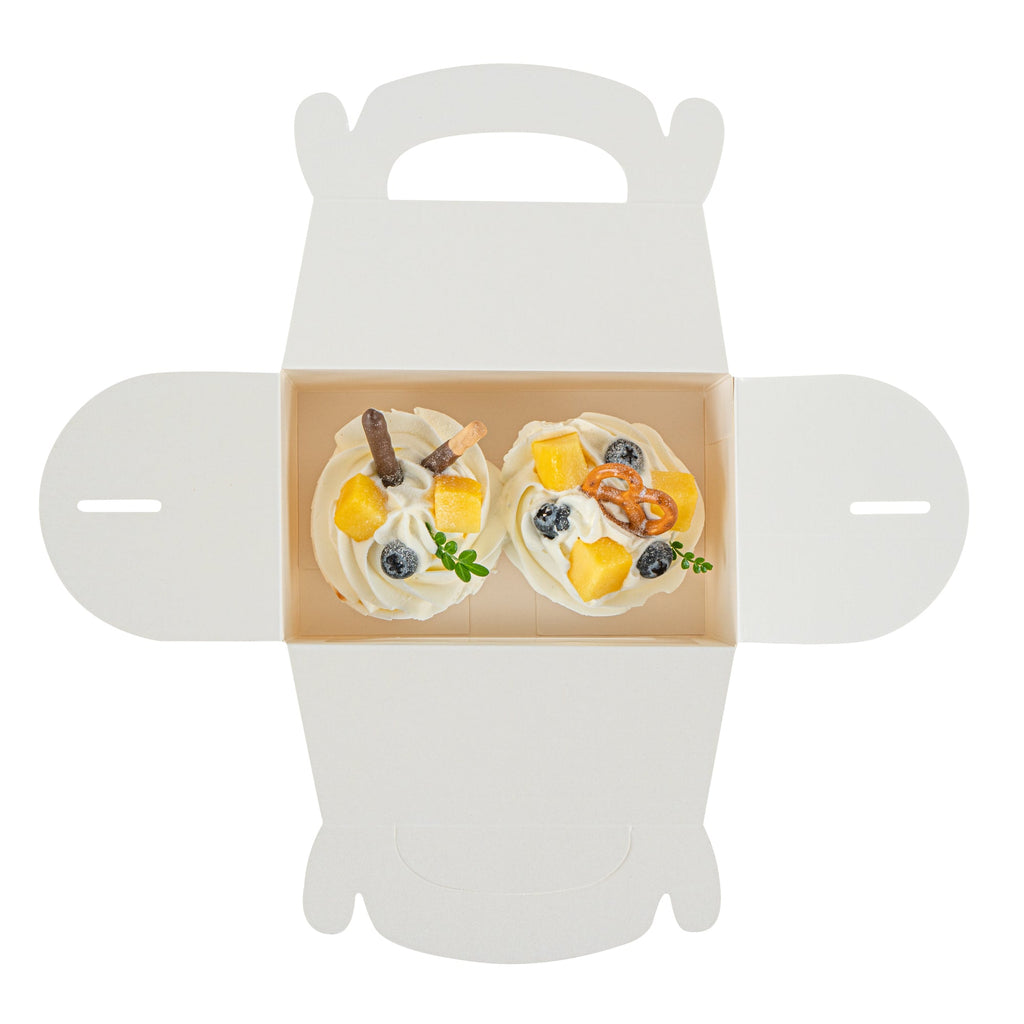 Bio Tek White Paper Gable Box / Take Out Container - Greaseproof, with Window - 6" x 3 1/2" x 3 1/2" - 100 count box