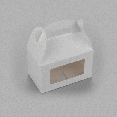 Bio Tek White Paper Gable Box / Take Out Container - Greaseproof, with Window - 6" x 3 1/2" x 3 1/2" - 100 count box