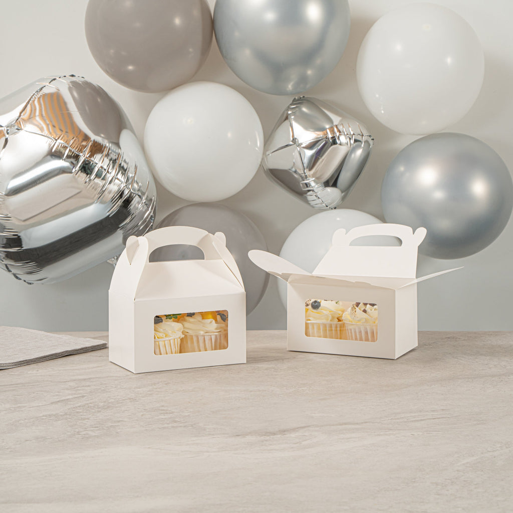 Bio Tek White Paper Gable Box / Take Out Container - Greaseproof, with Window - 6" x 3 1/2" x 3 1/2" - 100 count box