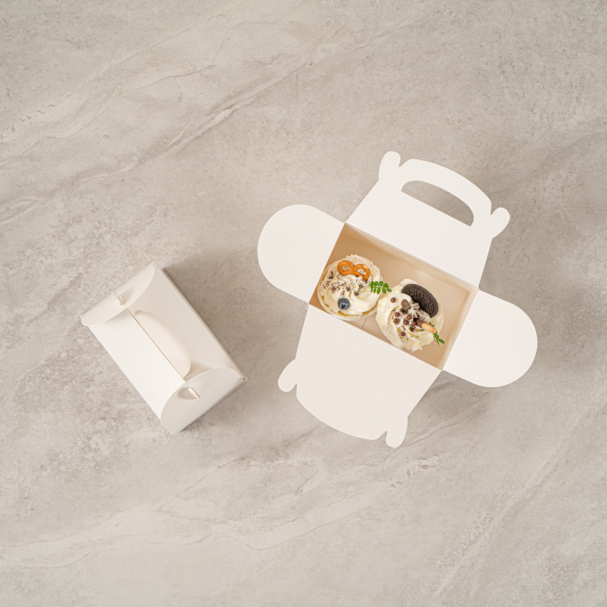 Bio Tek White Paper Gable Box / Take Out Container - Greaseproof, with Window - 6" x 3 1/2" x 3 1/2" - 100 count box