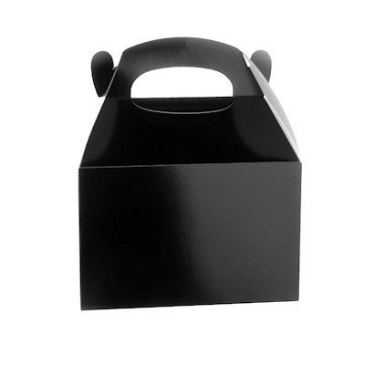 Bio Tek Black Paper Gable Box / Take Out Container - Greaseproof, with Window - 8 1/2" x 4 3/4" x 5 1/2" - 25 count box