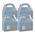 Bio Tek Blue and White Stripe Paper Gable Box / Take Out Container - with Window - 8 1/2" x 4 3/4" x 5 1/2" - 100 count box