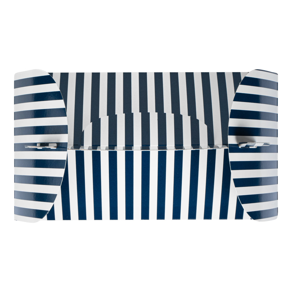 Bio Tek Blue and White Stripe Paper Gable Box / Take Out Container - with Window - 8 1/2" x 4 3/4" x 5 1/2" - 100 count box