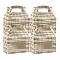 Bio Tek Plaid Paper Gable Box / Take Out Container - with Window - 8 1/2" x 4 3/4" x 5 1/2" - 100 count box