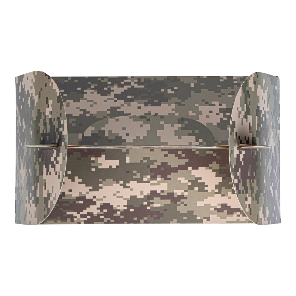 Bio Tek Camouflage Paper Gable Box / Take Out Container - with Window - 8 1/2" x 4 3/4" x 5 1/2" - 25 count box