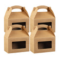 Bio Tek Kraft Paper Gable Box / Take Out Container - Greaseproof, with Window - 8 1/2" x 4 3/4" x 5 1/2" - 100 count box