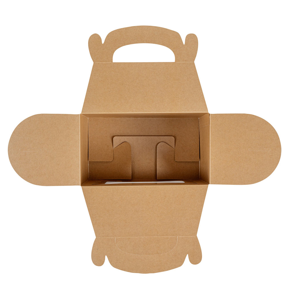 Bio Tek Kraft Paper Gable Box / Take Out Container - Greaseproof, with Window - 8 1/2" x 4 3/4" x 5 1/2" - 100 count box