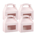 Bio Tek Pink and White Stripe Paper Gable Box / Take Out Container - with Window - 8 1/2" x 4 3/4" x 5 1/2" - 100 count box