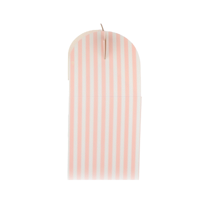 Bio Tek Pink and White Stripe Gable Box / Take Out Container - with Window - 8 1/2" x 4 3/4" x 5 1/2" - 25 count box