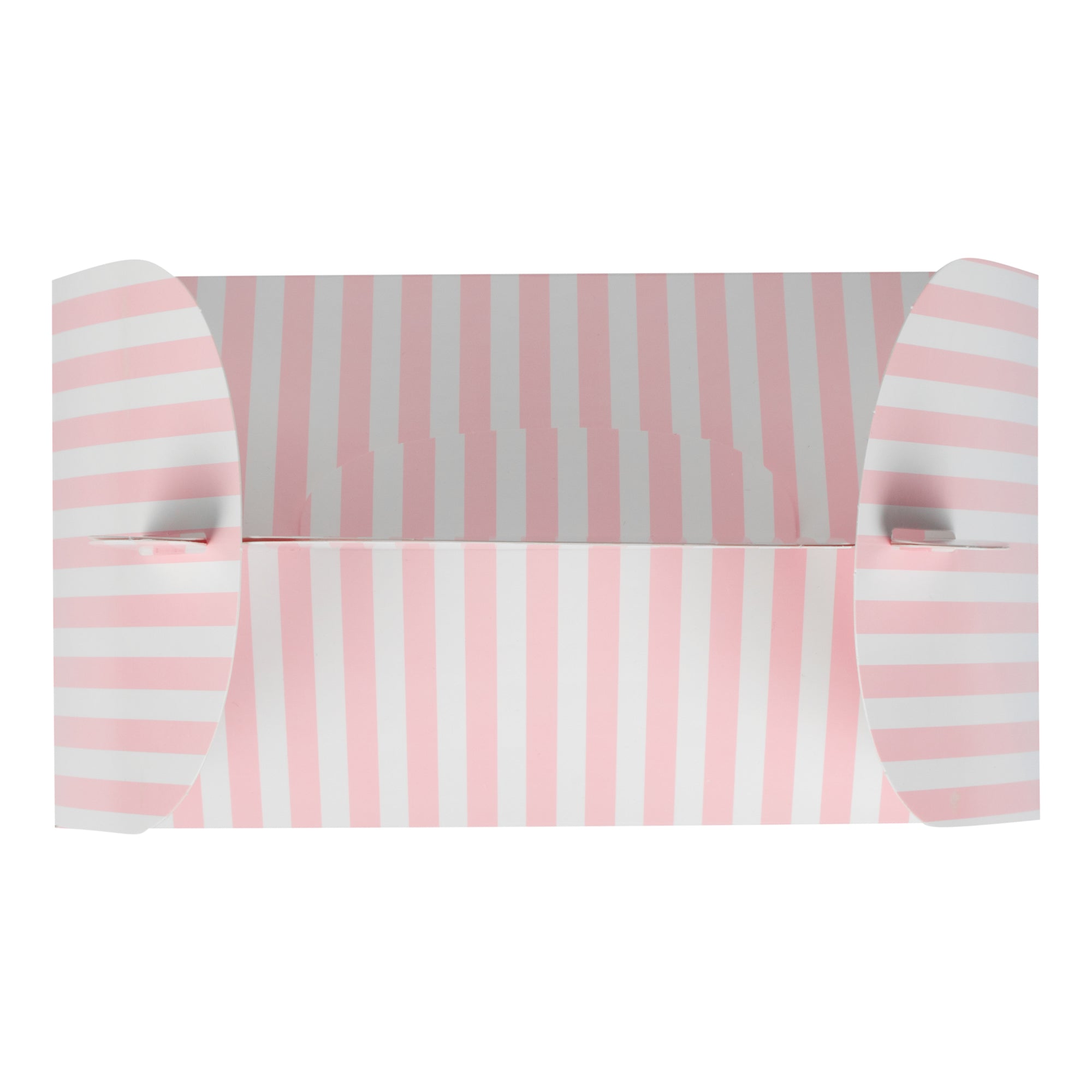 Bio Tek Pink and White Stripe Paper Gable Box / Take Out Container - with Window - 8 1/2" x 4 3/4" x 5 1/2" - 100 count box