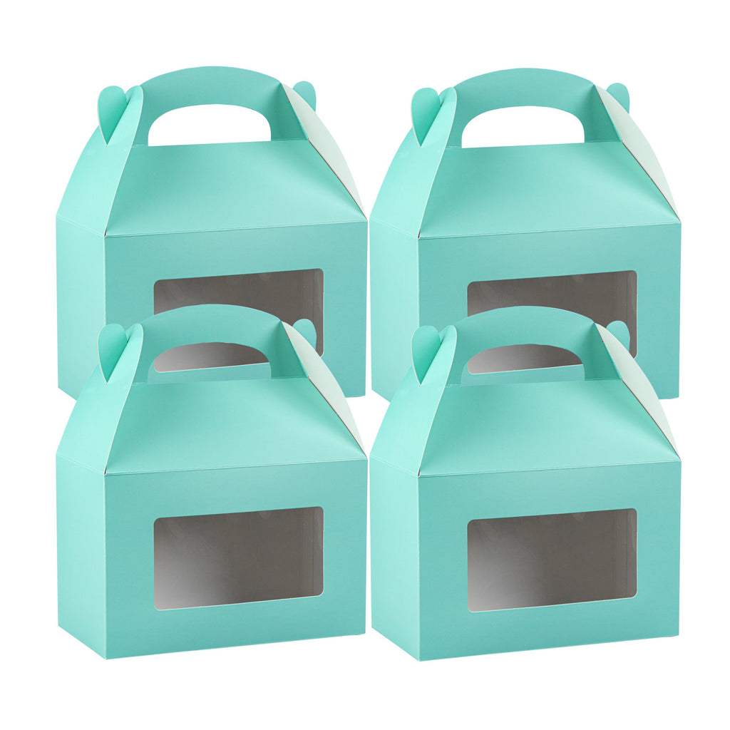 Bio Tek Turquoise Paper Gable Box / Take Out Container - with Window - 8 1/2" x 4 3/4" x 5 1/2" - 100 count box
