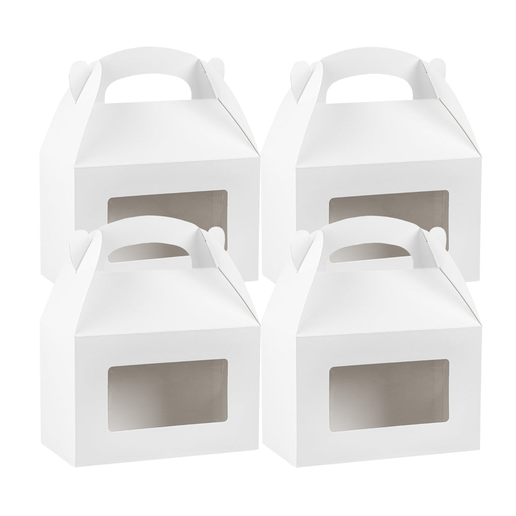 Bio Tek White Paper Gable Box / Take Out Container - Greaseproof, with Window - 8 1/2" x 4 3/4" x 5 1/2" - 25 count box