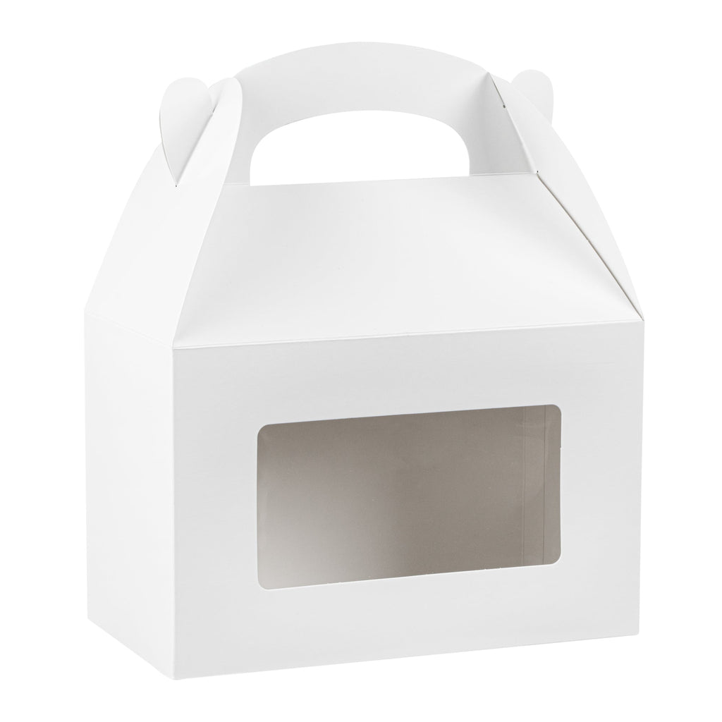 Bio Tek White Paper Gable Box / Take Out Container - Greaseproof, with Window - 8 1/2" x 4 3/4" x 5 1/2" - 25 count box
