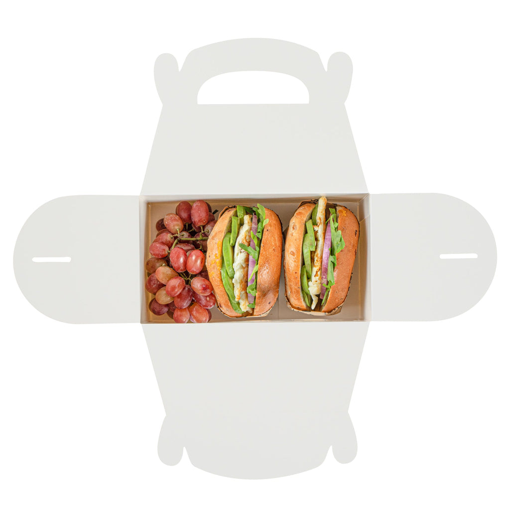 Bio Tek White Paper Gable Box / Take Out Container - Greaseproof, with Window - 8 1/2" x 4 3/4" x 5 1/2" - 100 count box