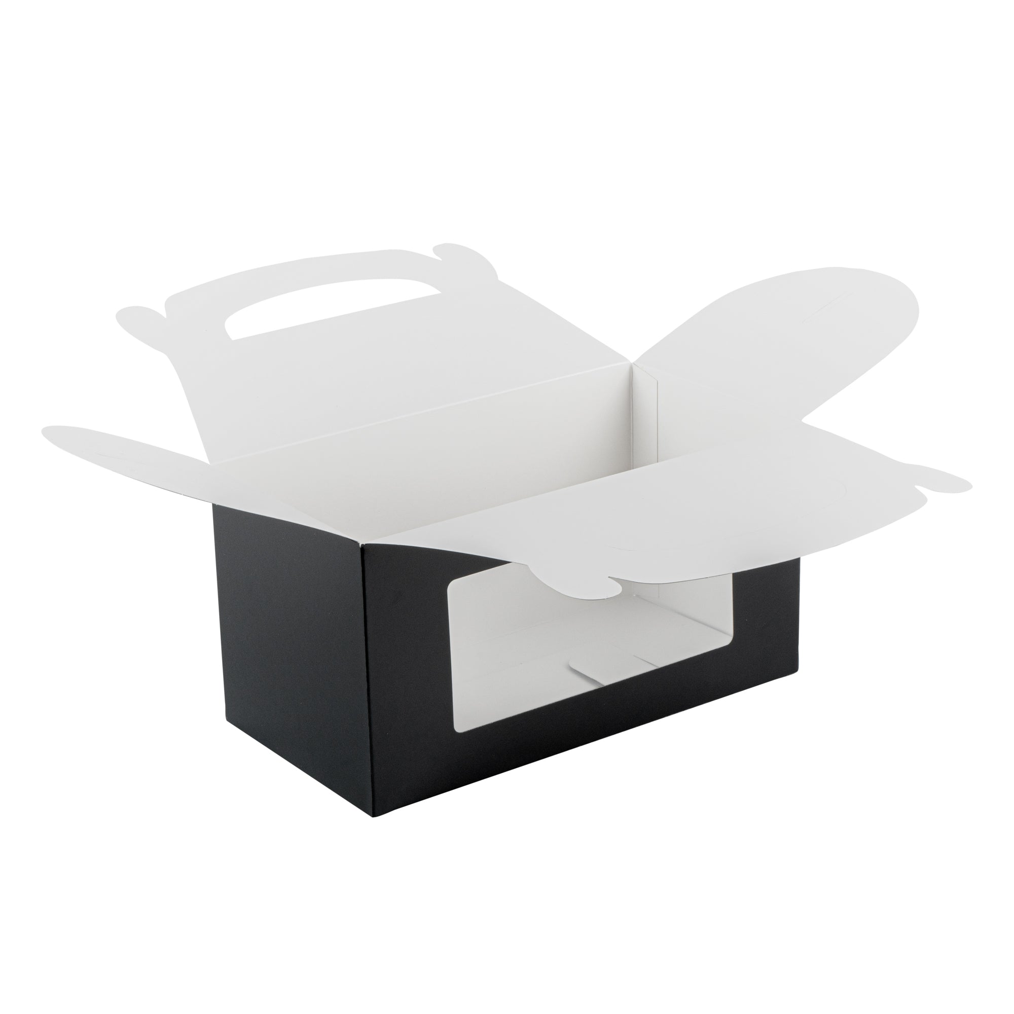 Bio Tek Black Paper Gable Box / Take Out Container - Greaseproof, with Window - 9 1/2" x 5" x 5" - 100 count box