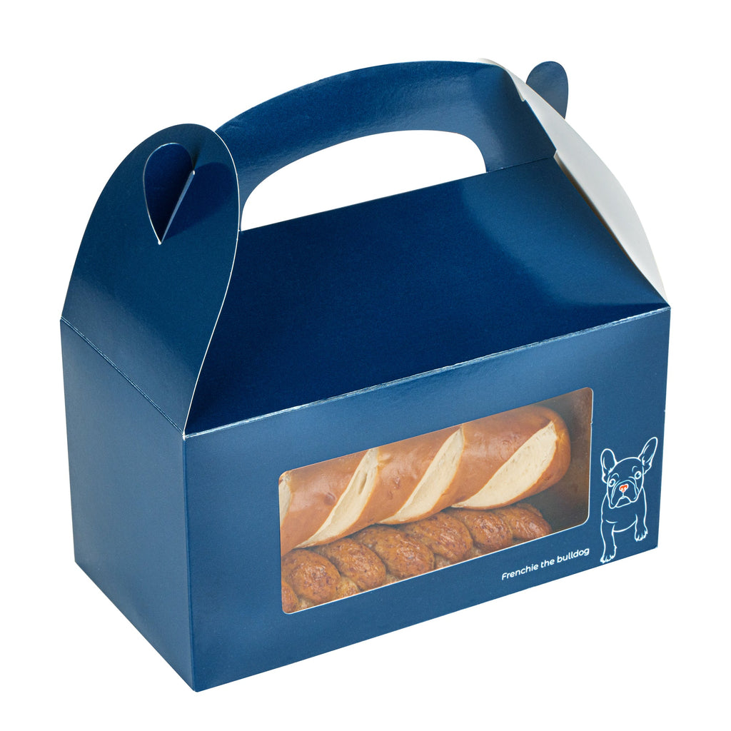 Bio Tek Frenchie Paper Gable Box / Take Out Container - with Window - 9 1/2" x 5" x 5" - 25 count box
