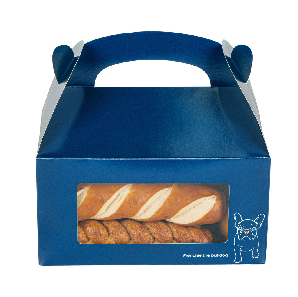 Bio Tek Frenchie Paper Gable Box / Take Out Container - with Window - 9 1/2" x 5" x 5" - 25 count box