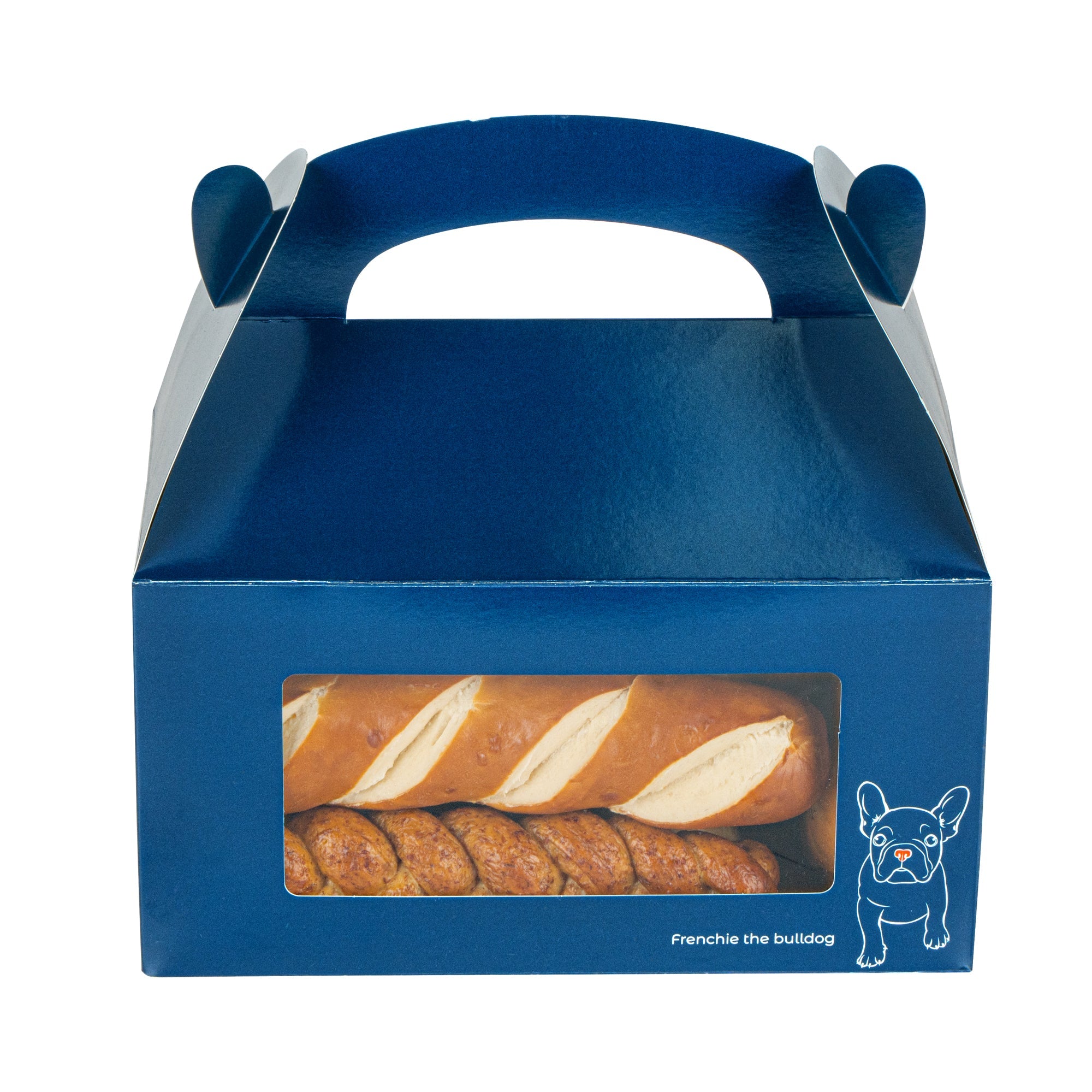 Bio Tek Frenchie Paper Gable Box / Take Out Container - with Window - 9 1/2" x 5" x 5" - 25 count box