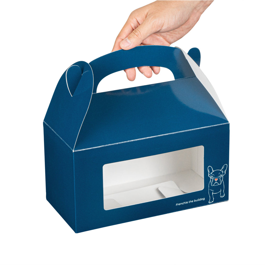Bio Tek Frenchie Paper Gable Box / Take Out Container - with Window - 9 1/2" x 5" x 5" - 100 count box