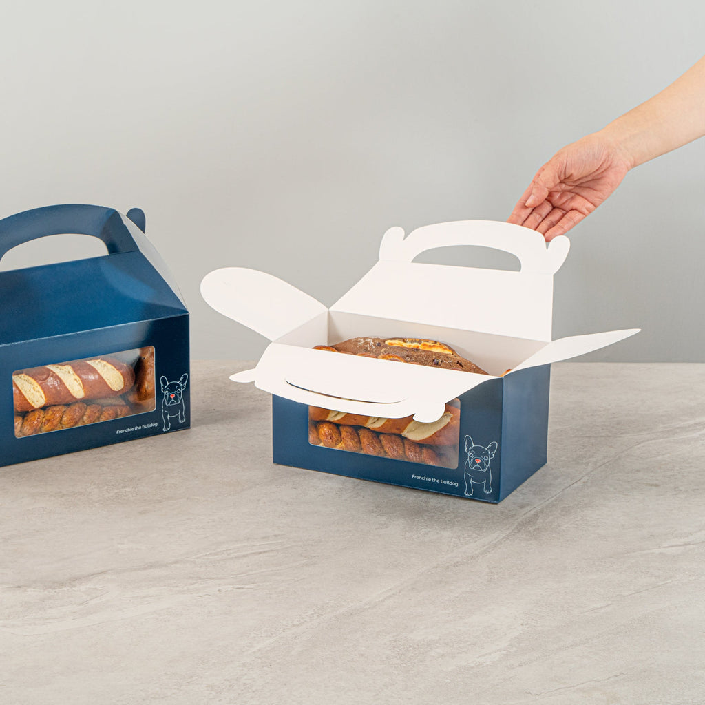 Bio Tek Frenchie Paper Gable Box / Take Out Container - with Window - 9 1/2" x 5" x 5" - 100 count box