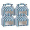 Bio Tek Blue and White Stripe Paper Gable Box / Take Out Container - with Window - 9 1/2" x 5" x 5" - 25 count box