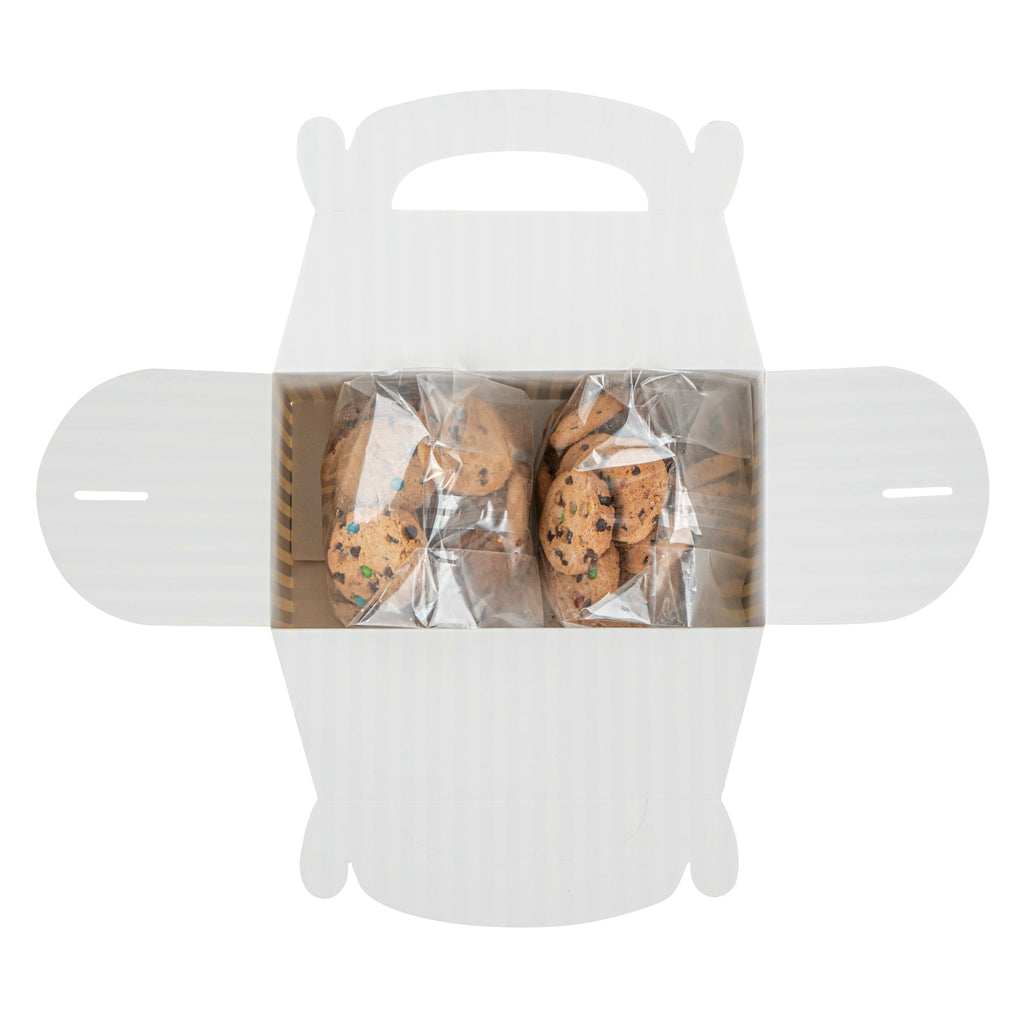 Bio Tek Blue and White Stripe Paper Gable Box / Take Out Container - with Window - 9 1/2" x 5" x 5" - 100 count box