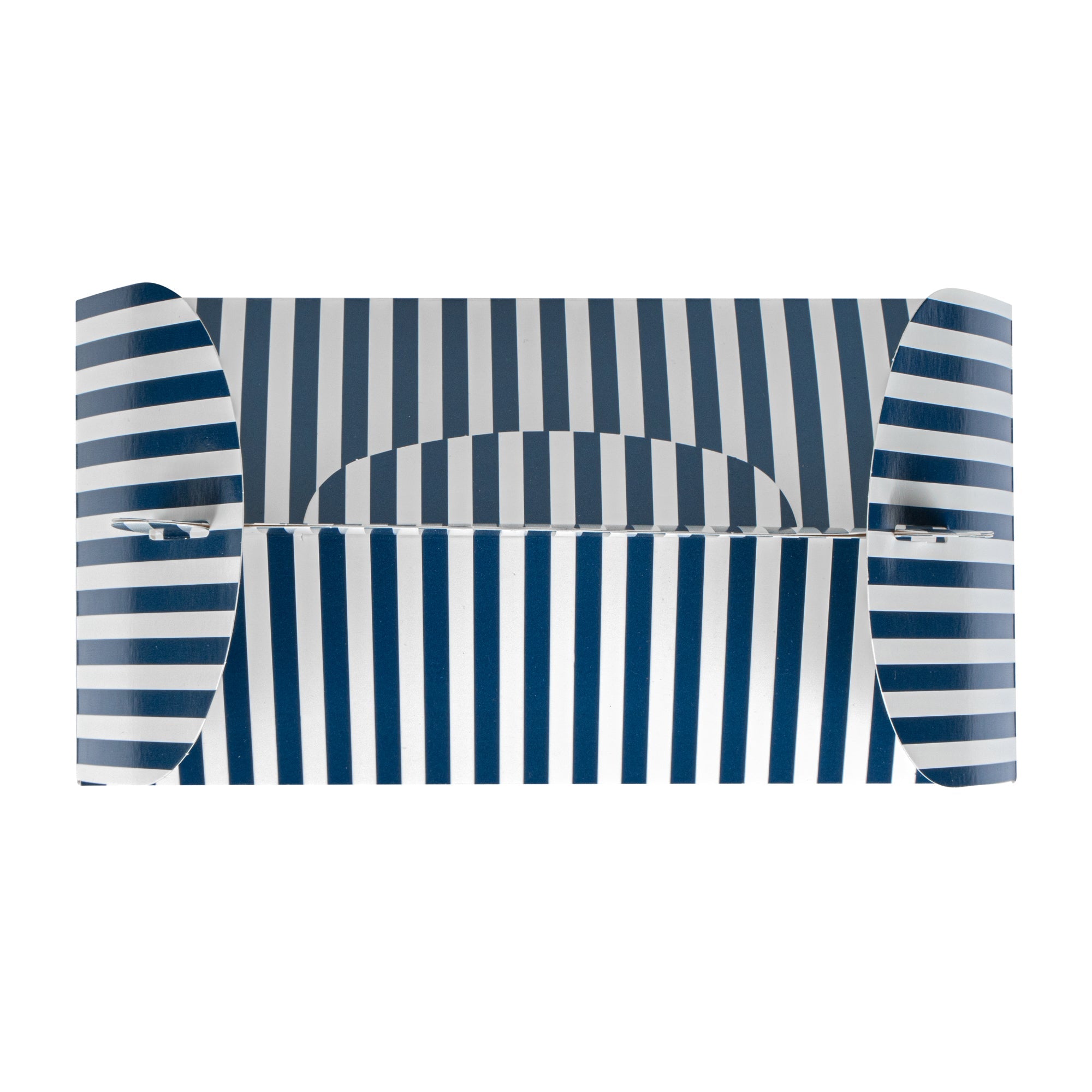 Bio Tek Blue and White Stripe Paper Gable Box / Take Out Container - with Window - 9 1/2" x 5" x 5" - 100 count box