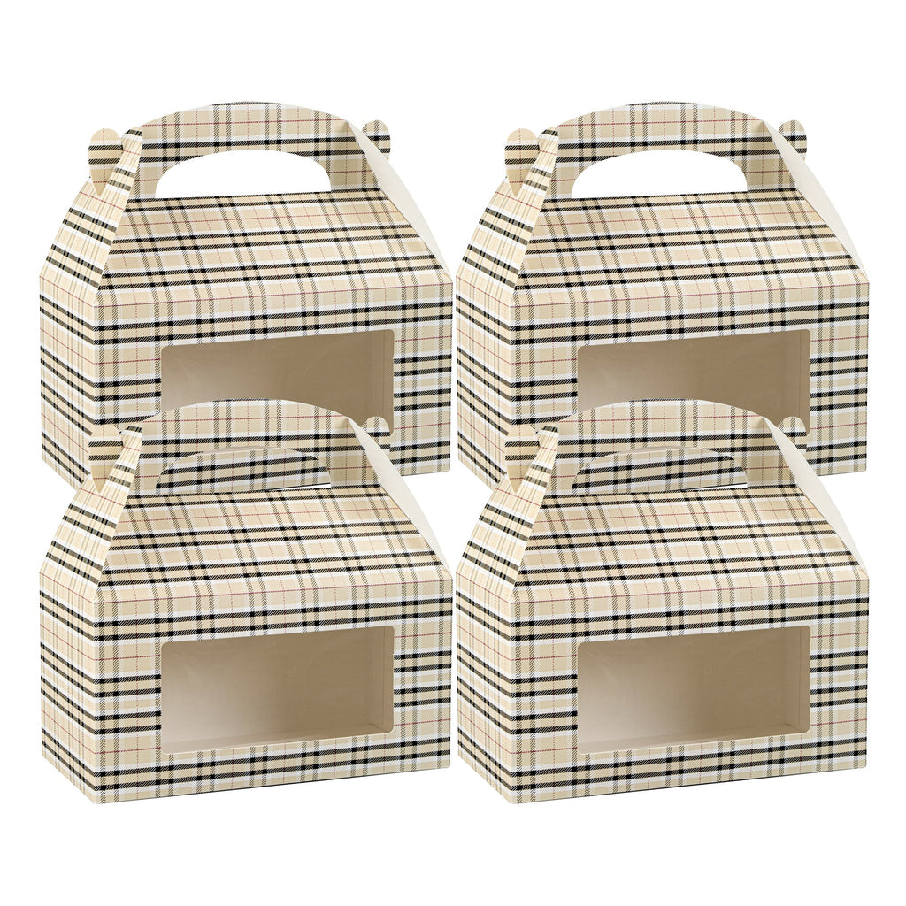 Bio Tek Plaid Paper Gable Box / Take Out Container - with Window - 9 1/2" x 5" x 5" - 100 count box