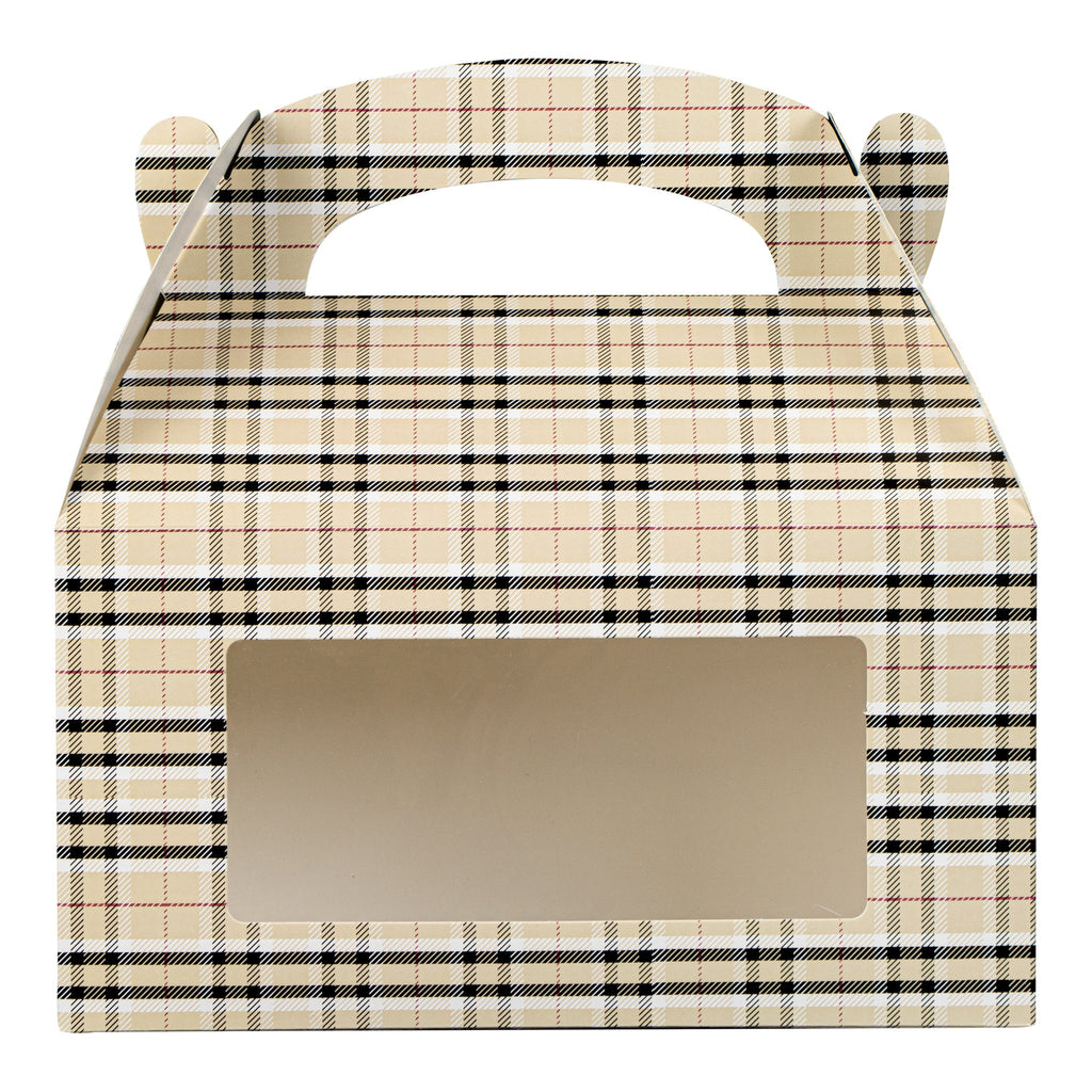 Bio Tek Plaid Paper Gable Box / Take Out Container - with Window - 9 1/2" x 5" x 5" - 100 count box