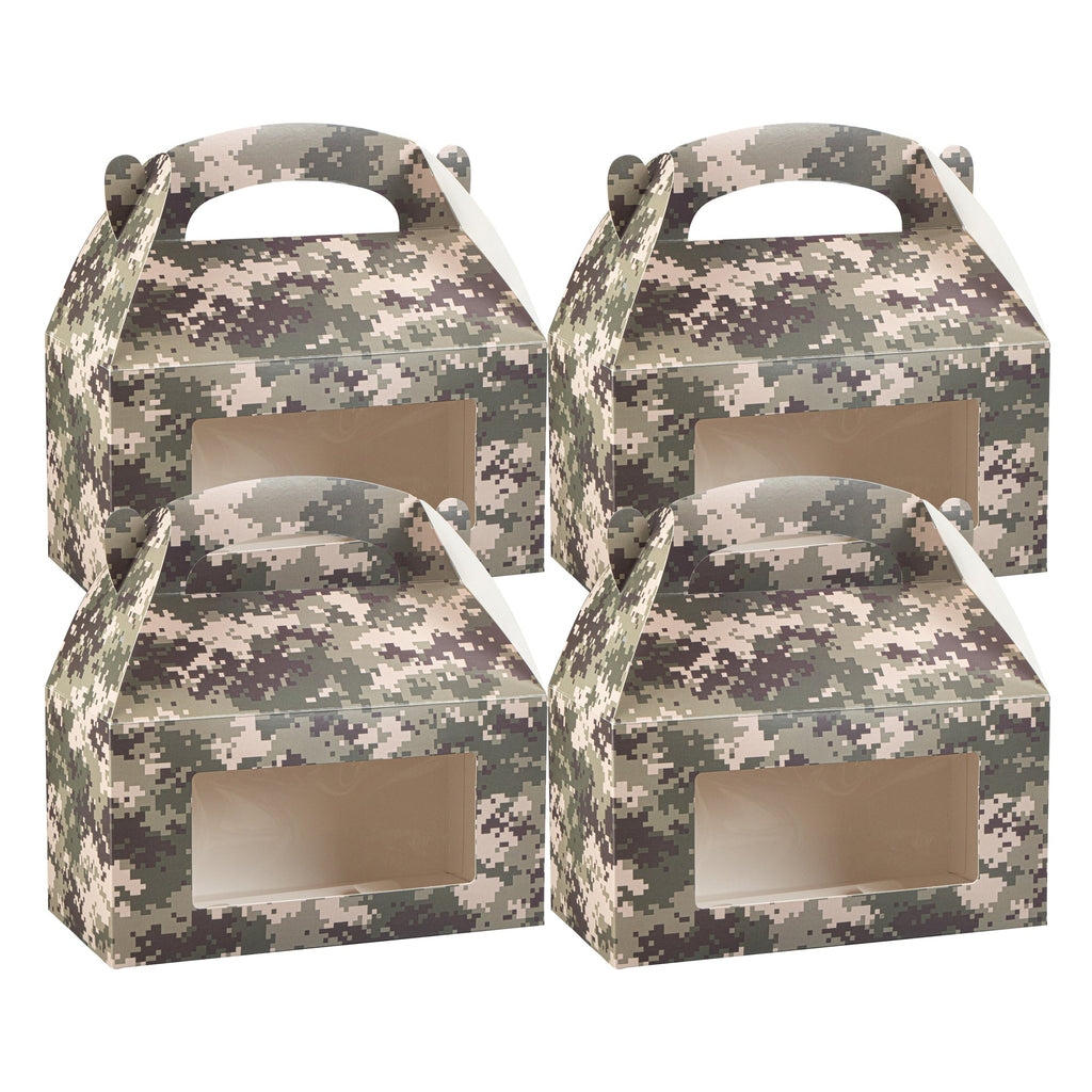 Bio Tek Camouflage Paper Gable Box / Take Out Container - with Window - 9 1/2" x 5" x 5" - 100 count box