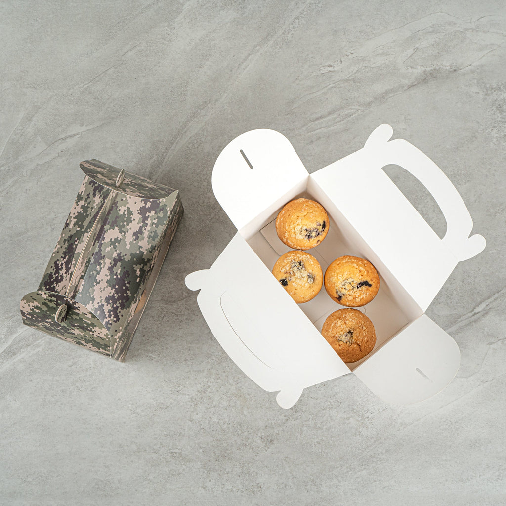 Bio Tek Camouflage Paper Gable Box / Take Out Container - with Window - 9 1/2" x 5" x 5" - 25 count box