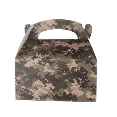 Bio Tek Camouflage Paper Gable Box / Take Out Container - with Window - 9 1/2" x 5" x 5" - 100 count box
