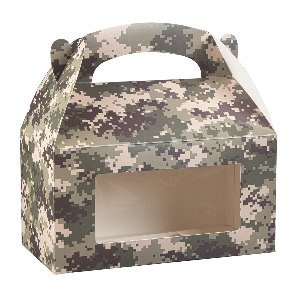 Bio Tek Camouflage Paper Gable Box / Take Out Container - with Window - 9 1/2" x 5" x 5" - 100 count box
